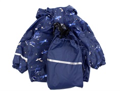 CeLaVi pageant blue printed rainwear pants and jacket with fleece lining